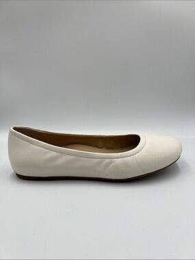 Abeo Promenade ballet flat leather white slip-on comfort footbed shoe EUC 8.5